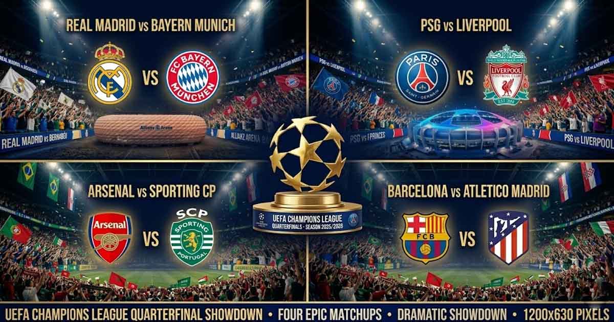 Champions League 2026 Quarter-Finals: Four Ties Set Europe Alight — Real Madrid, Bayern, Liverpool, PSG, and Arsenal Ring the Bell